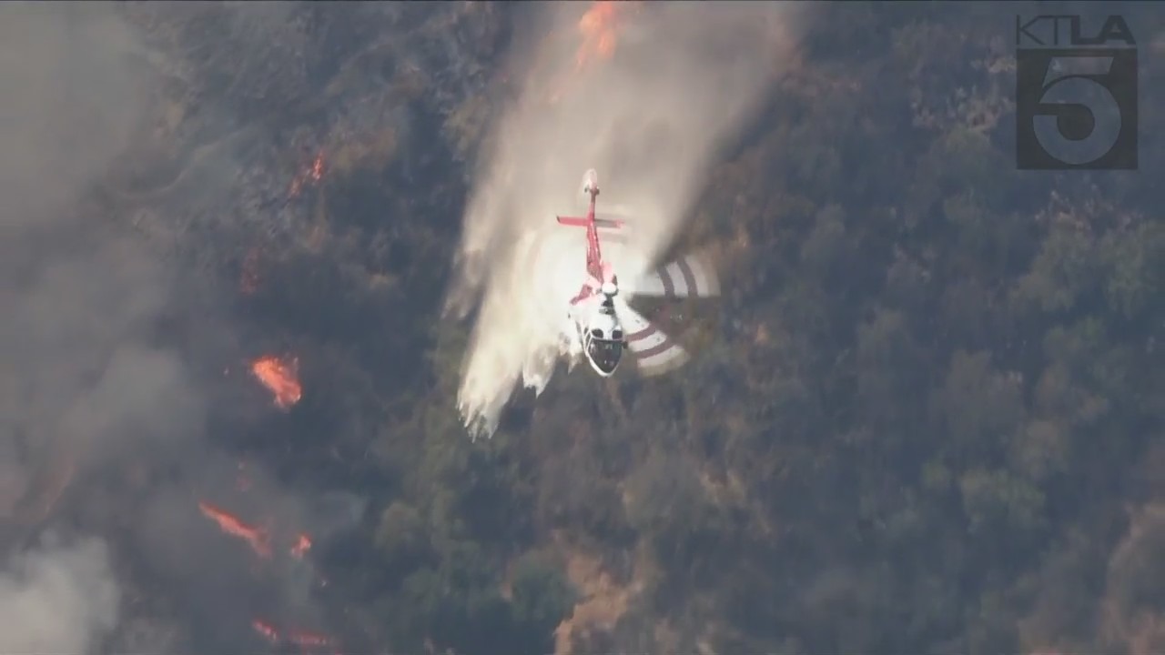 The Victor Fire broke out in Sylmar near the Newhall Pass area on July 25, 2023. (KTLA)