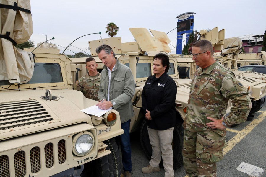 The governor signed the emergency proclamation in San Diego on August 19, 2023 while visiting with California National Guard troops. (Gov. Gavin Newsom)