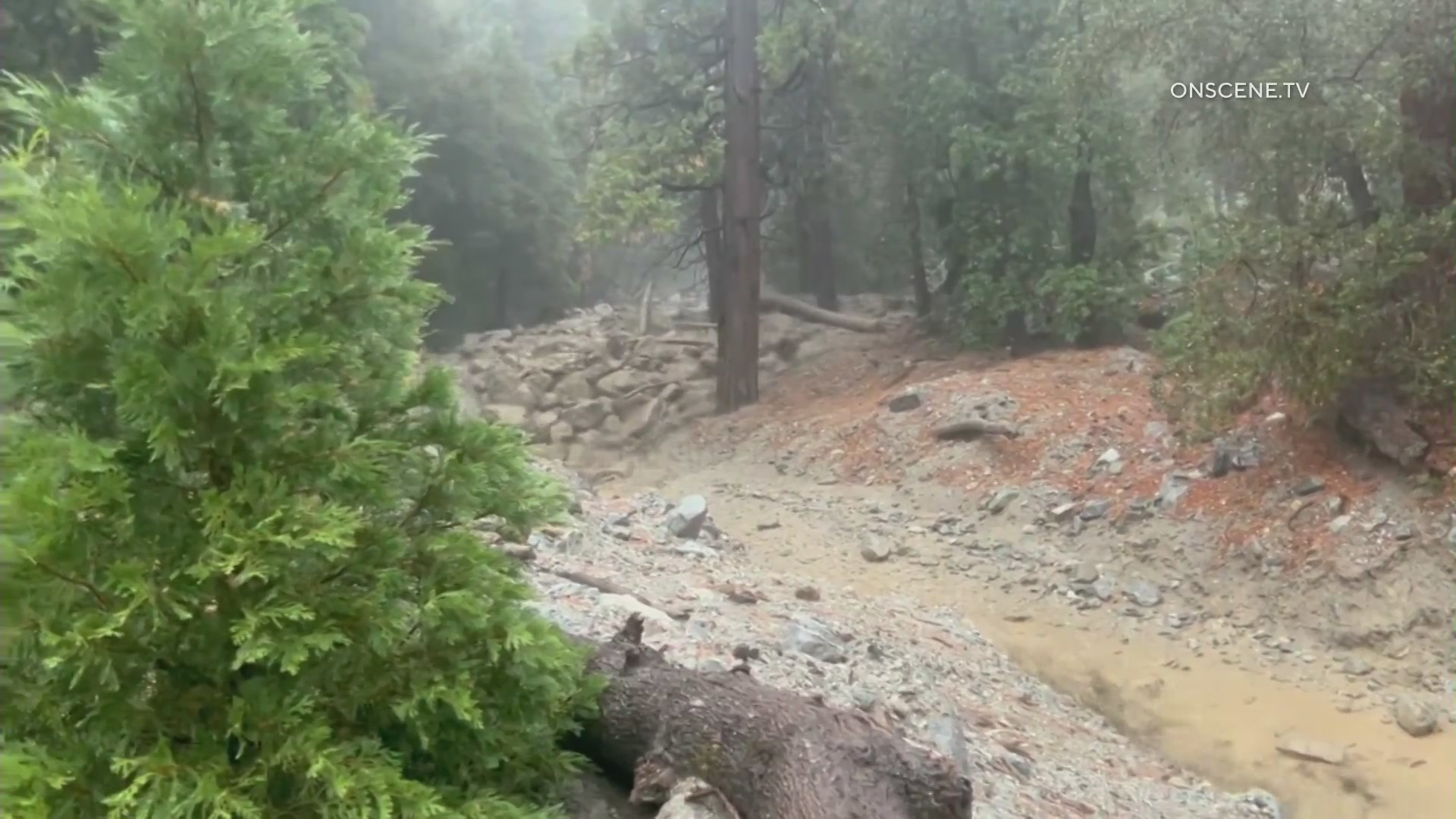 Mudslide sends firefighters running for safety