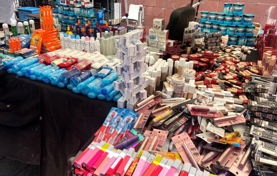 Nearly $200,000 worth of stolen merchandise from Victoria’s Secret and CVS stores were recovered while suspects tried to sell the items in downtown L.A. (Los Angeles Police Department)