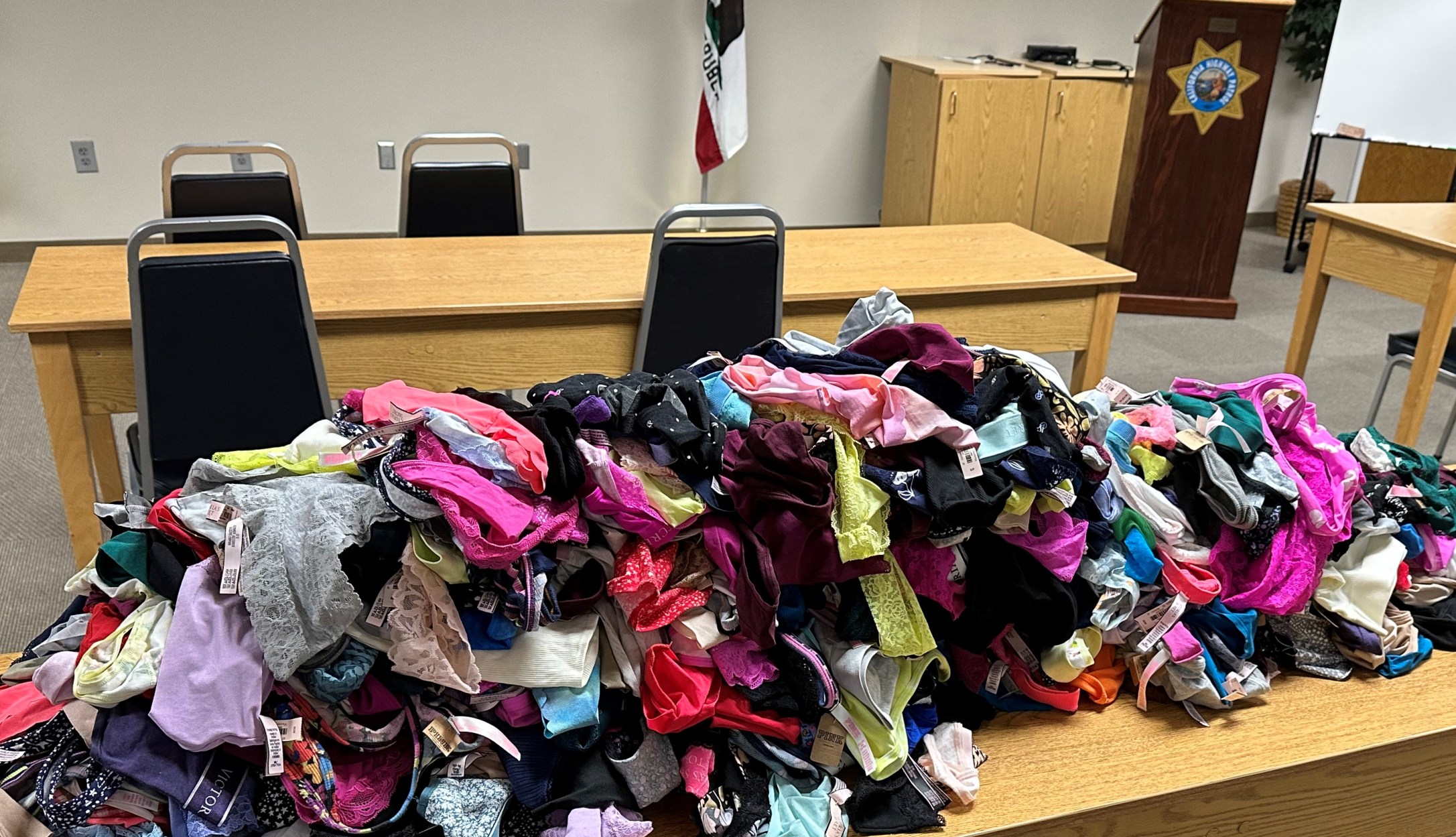 Nearly $200,000 worth of stolen merchandise from Victoria’s Secret and CVS stores were recovered while suspects tried to sell the items in downtown L.A. (Los Angeles Police Department)