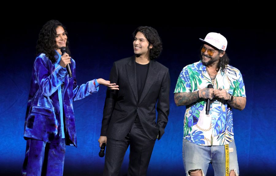 (L-R) Bruna Marquezine, Xolo Maridueña and Angel Manuel Soto