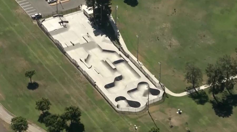 Skate park at Ruben S. Ayala Park in Chino, California. (KTLA)