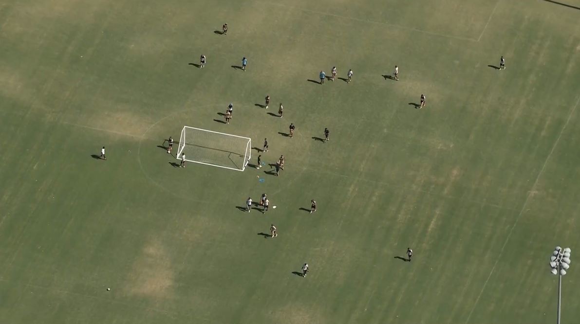 Soccer field at Ruben S. Ayala Park in Chino, California. (KTLA)