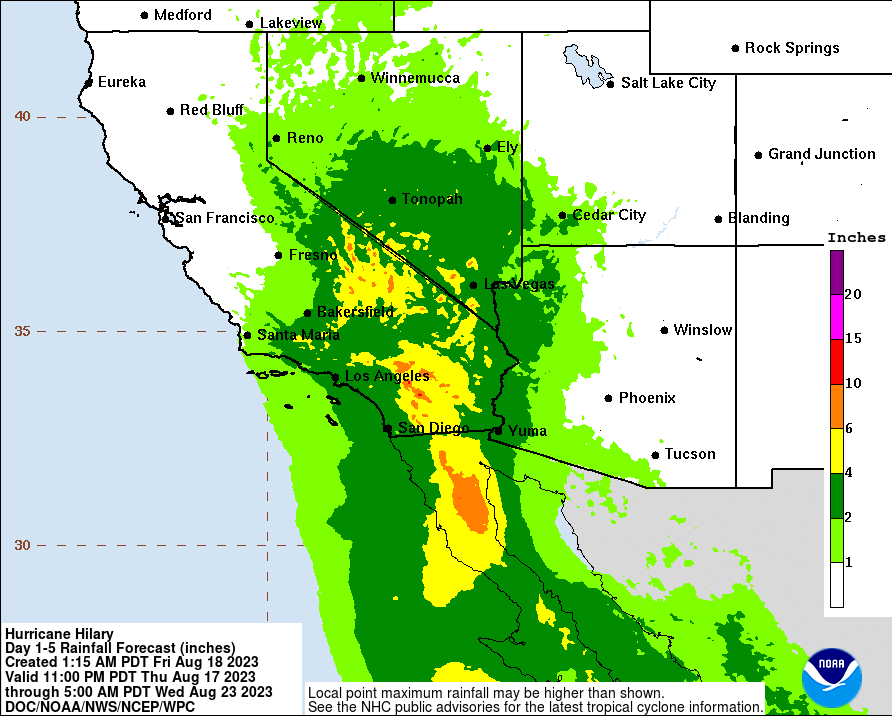 Hilary Rain Forecast