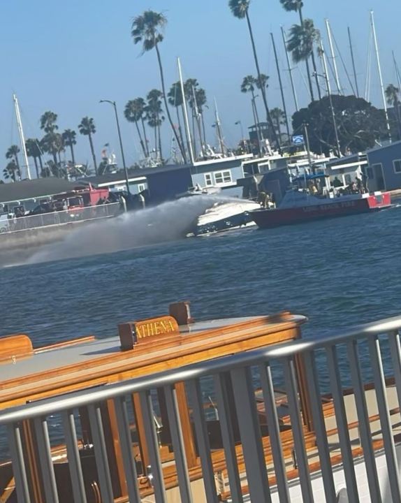 Two people were killed and three others critically injured after a boat fire erupted in Long Beach on August 5, 2023. (Long Beach Fire Department)