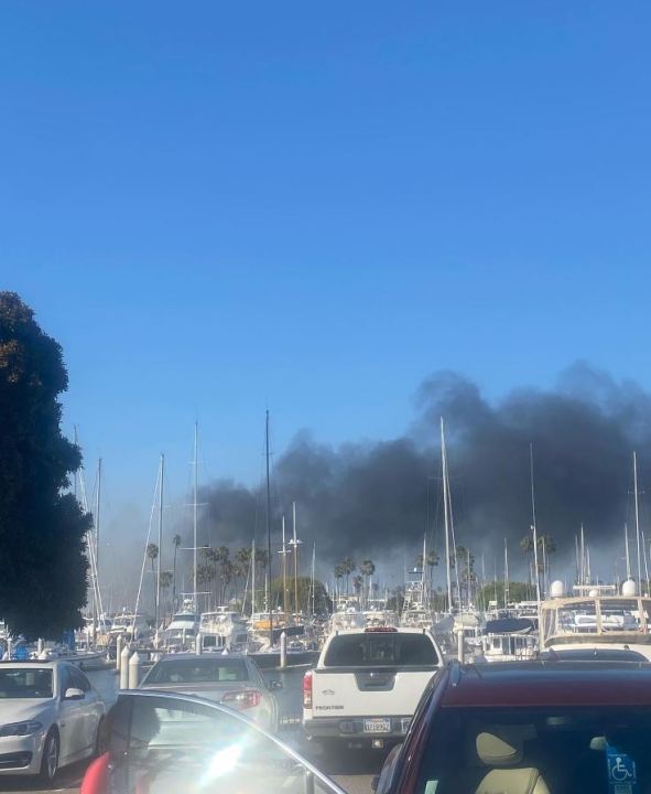 Two people were killed and three others critically injured after a boat fire erupted in Long Beach on August 5, 2023. (Long Beach Fire Department)