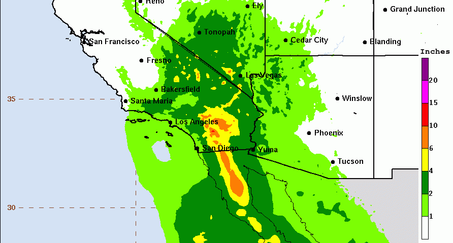 Hilary rainfall potential