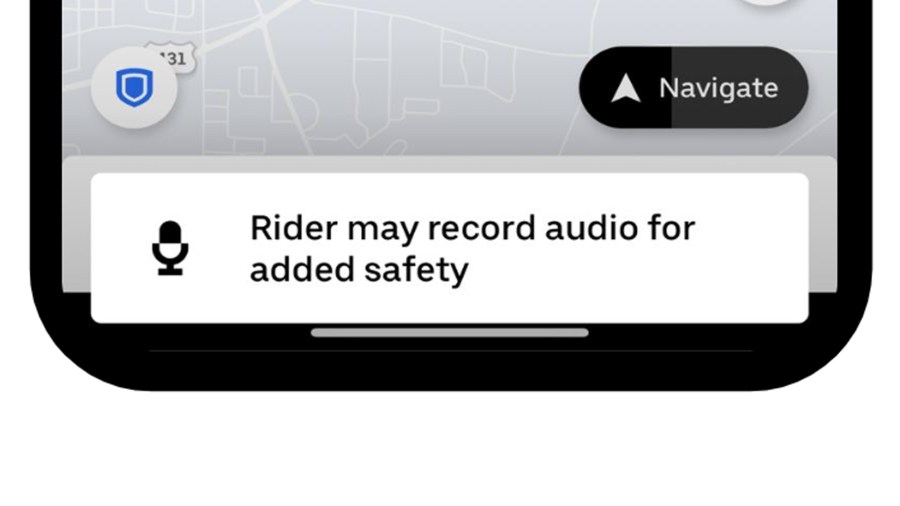 A notification shows that an Uber trip is being recorded. (Uber)