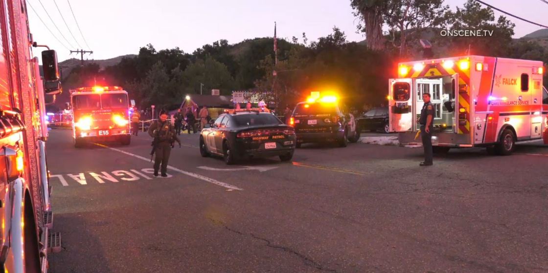 Authorities responded after several people were shot at Cook's Corner, a biker bar in Trabuco Canyon on August 23, 2023. (OnScene.TV)