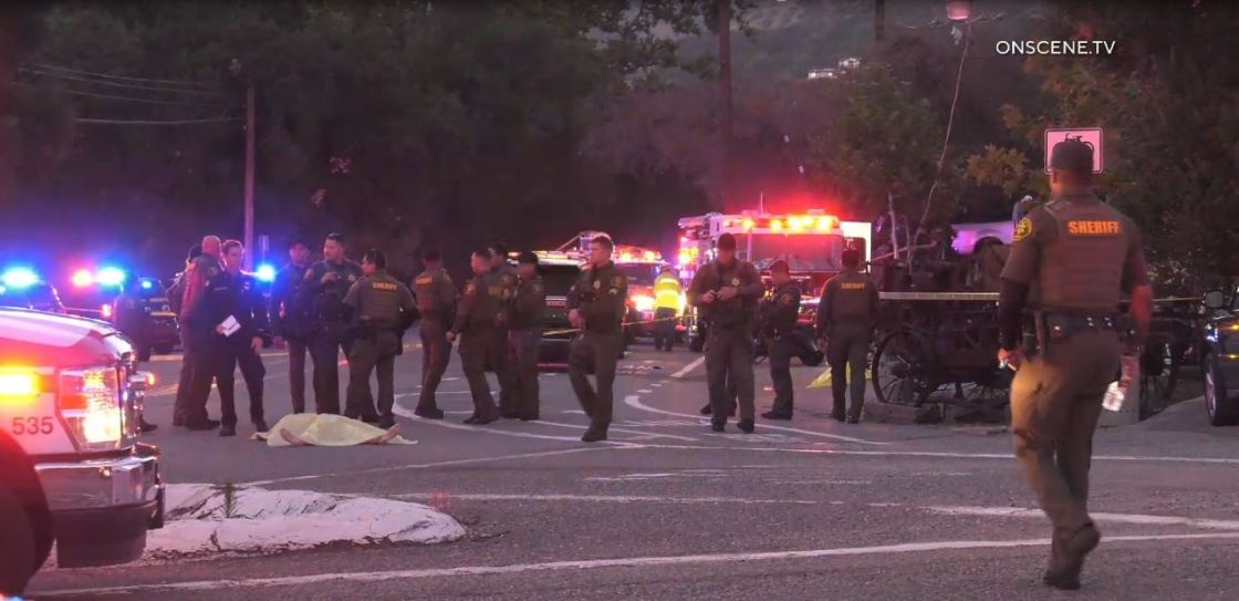 Authorities responded after several people were shot at Cook's Corner, a biker bar in Trabuco Canyon on August 23, 2023. (OnScene.TV)