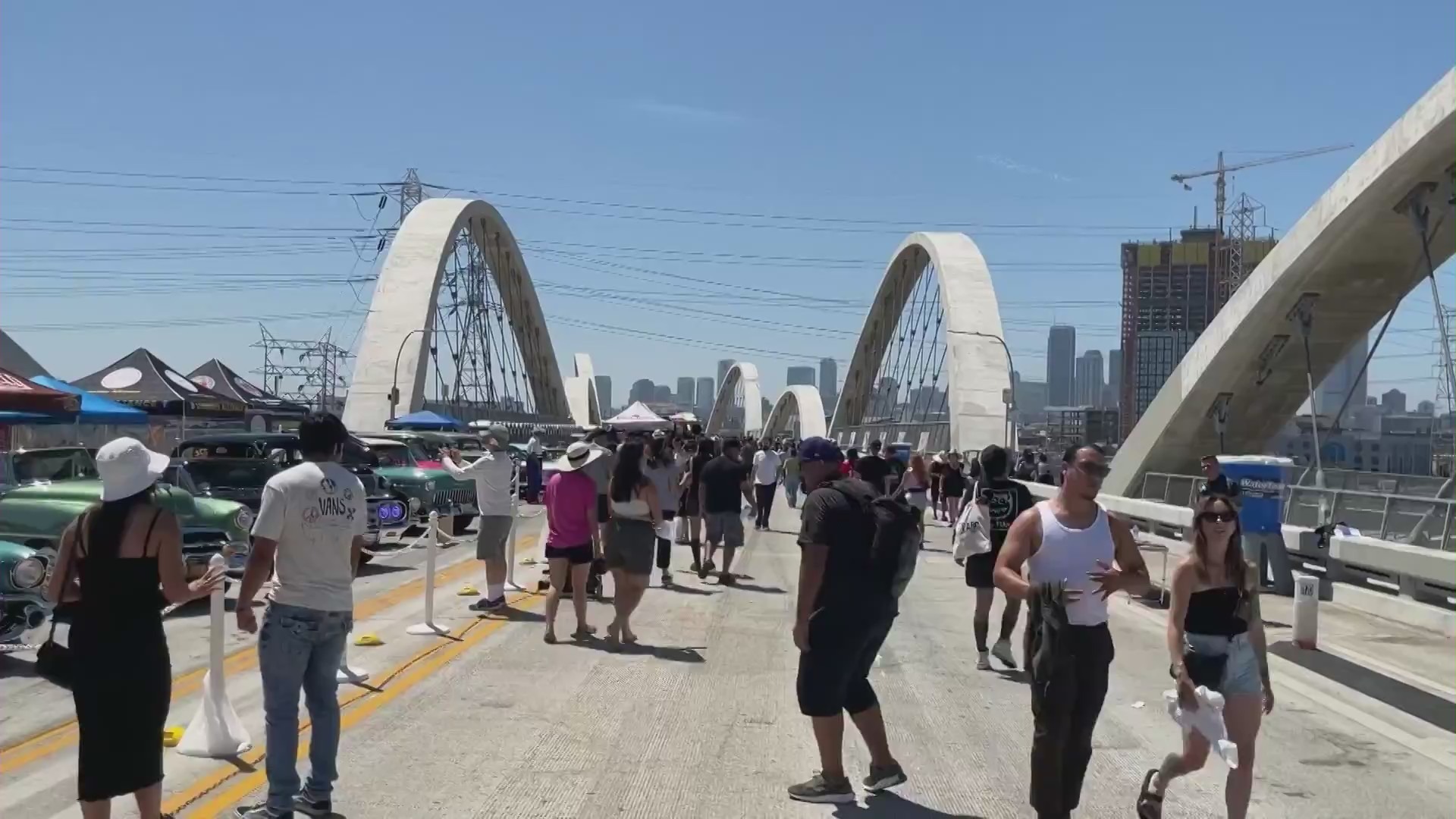 Bridgefest LA 2023 took over the 6th Street Bridge in downtown Los Angeles on Aug. 5, 2023. (KTLA)LA 2023 took over the 6th Street Bridge in downtown Los Angeles on Aug. 5, 2023. (Bridgefest LA)