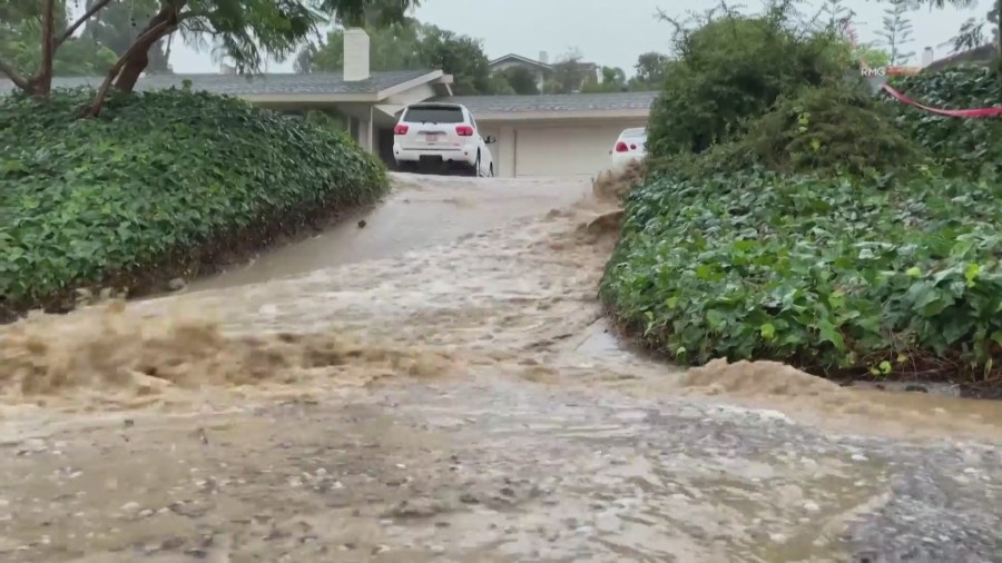 Tropical storm Hilary dumped several inches of rain in Ventura County, resulting in mud and water rushing onto the streets (Source: KTLA)