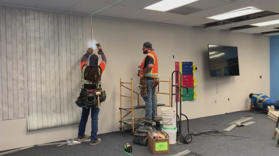 Teachers at Foothill Ranch Elementary School say the summer construction provides a major safety hazard for students set to start school soon. (KTLA)