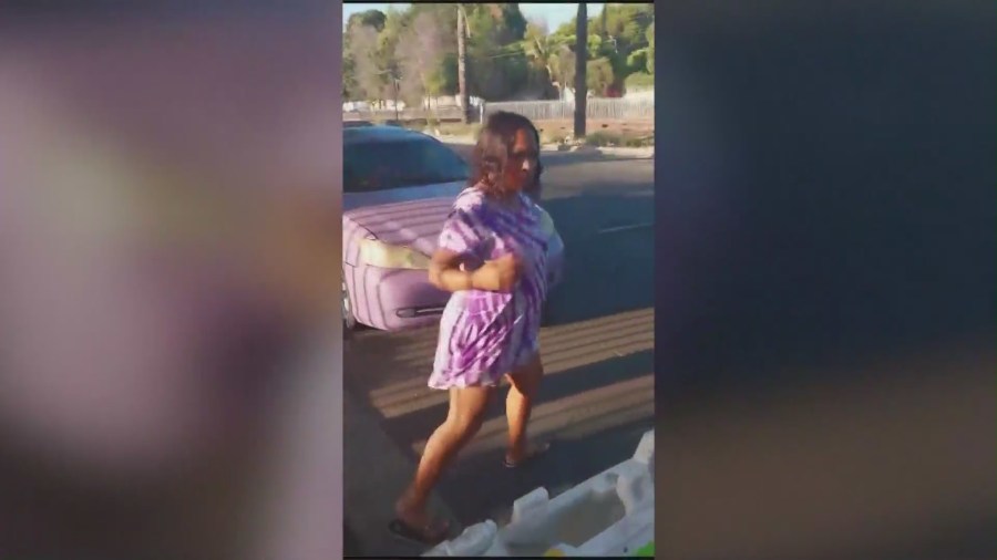 Video captured the moment a taco vendor was violently attacked by a woman who had refused to pay for her food in South Los Angeles on August 6, 2023. (KTLA)