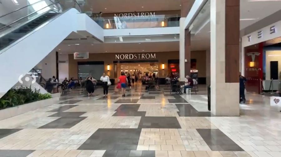 Shoppers were evacuated after a mob of thieves swarmed a Nordstrom in Canoga Park during a destructive robbery on August 12, 2023. (Citizen)