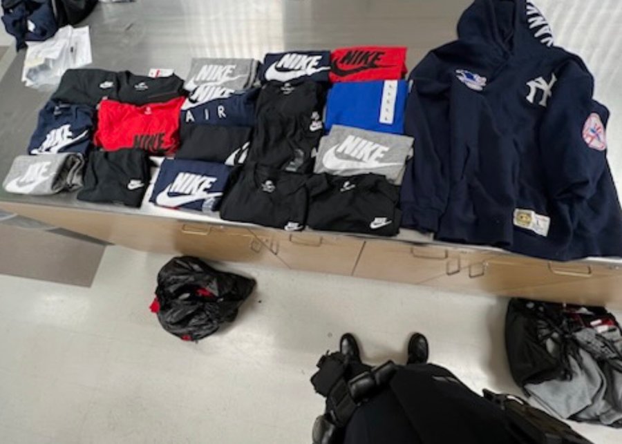 Photos shared by the Rampart division of the Los Angeles Police Department shows the thousands of dollars worth of merchandise stolen from a shoe store in Westlake on Sept. 1, 2023. (LAPD)