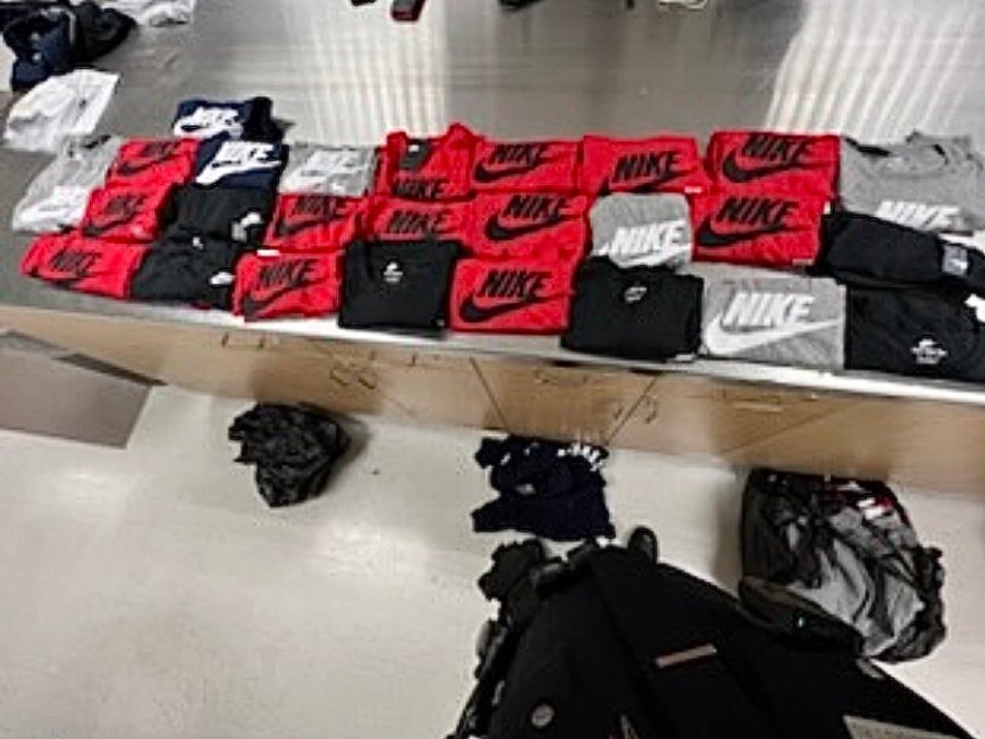 Photos shared by the Rampart division of the Los Angeles Police Department shows the thousands of dollars worth of merchandise stolen from a shoe store in Westlake on Sept. 1, 2023. (LAPD)