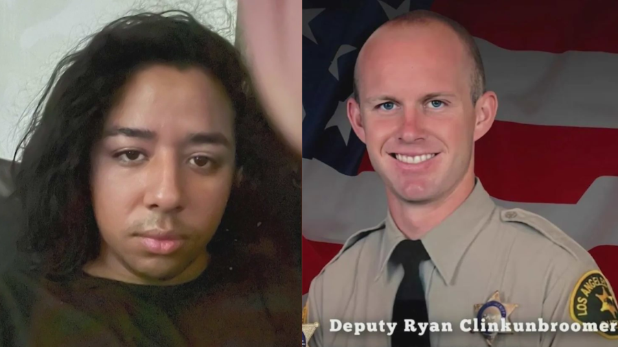 Kevin Salazar, 29, was arrested in connection with the ambush-style slaying of an L.A. County Deputy on Sept. 16, 2023. (@satellited_zombie) / Deputy Ryan Clinkunbroomer. (LASD)