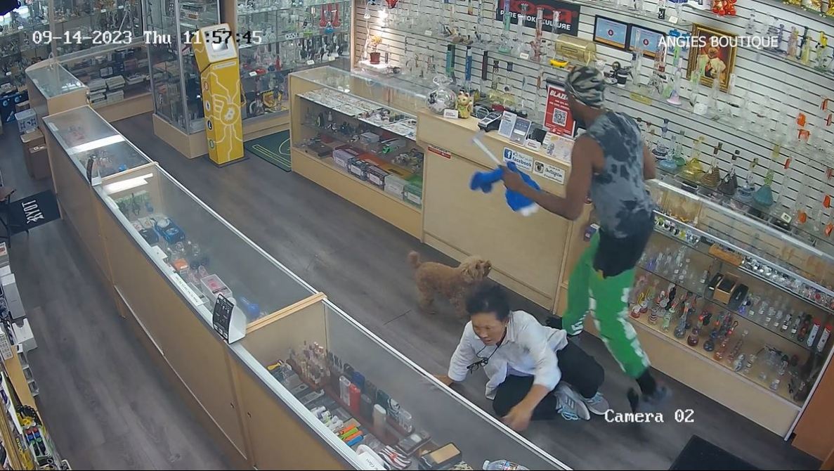 Suspect seen on security camera ransacking a Chinatown shop while brutally attacking an elderly woman on Sept. 14, 2023. (Angies Boutique)