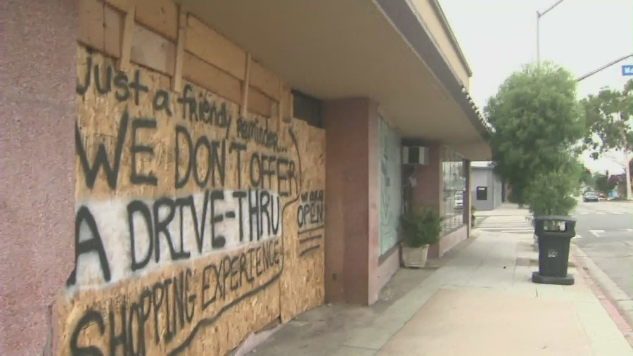 The owner of Long Beach antique shop, Magnolia and Willow, is pleading for the city’s help after vehicles are continually crashing into her shop. (KTLA)