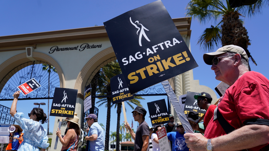 Striking actors picket