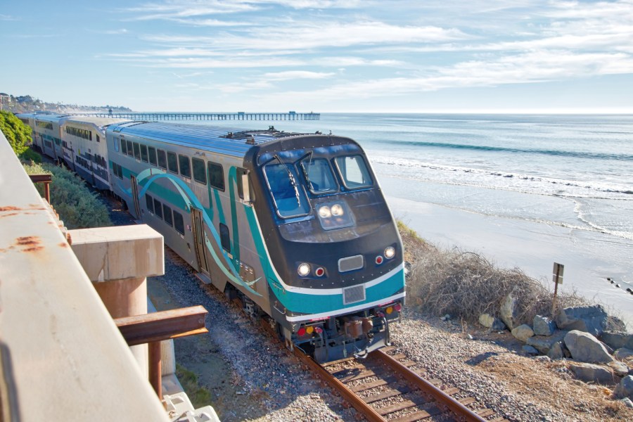 Metrolink Commuter Train running along San Clemente Beach in this undated photo. (Getty Images)