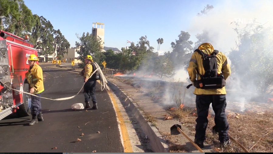 Crews battle blaze in North Hollywood off 170 Freeway