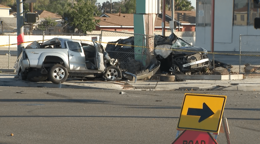 Two people are dead after a violent crash in Downey