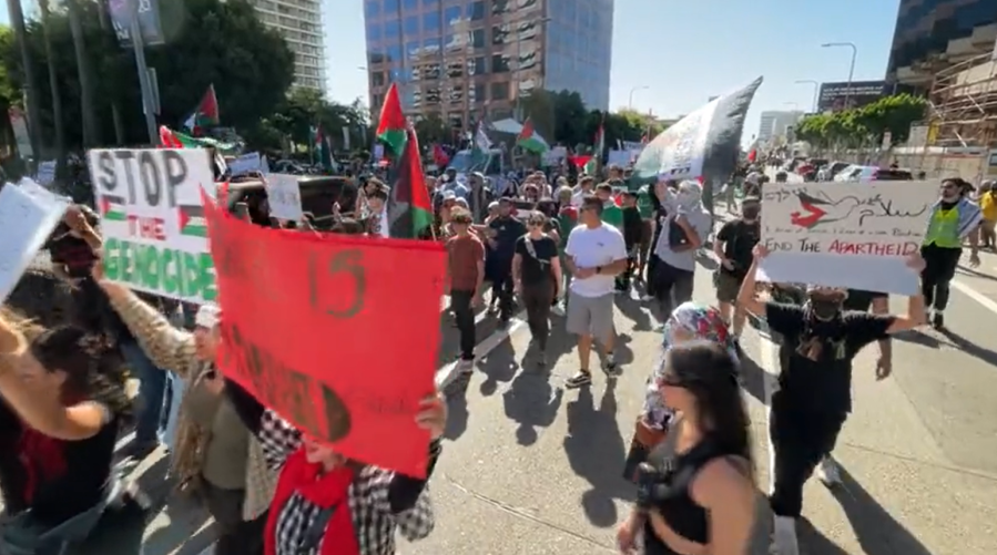 Thousands march through West L.A. in support of Palestine 