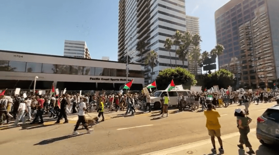 Thousands march through West L.A. in support of Palestine 