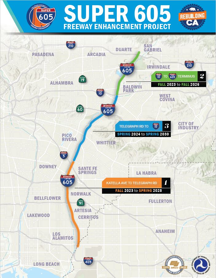 The "Super 605 Kick-Off Ceremony" was held on Oct. 4, 2023 to anounce a $298 million 605 Freeway rehabilitation project. (Caltrans)