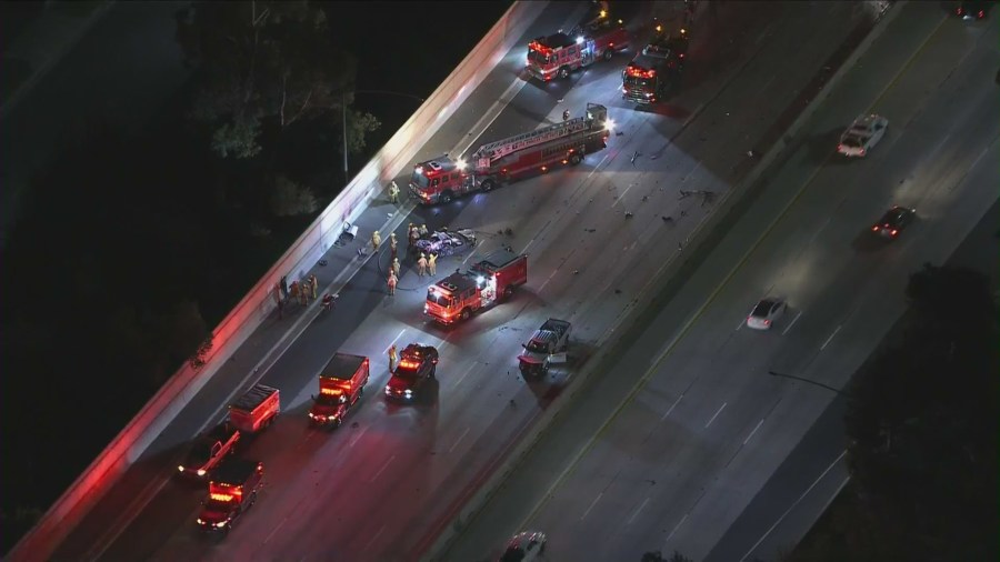 Multi-vehicle crash involving wrong way driver stops all traffic on 405 Freeway 