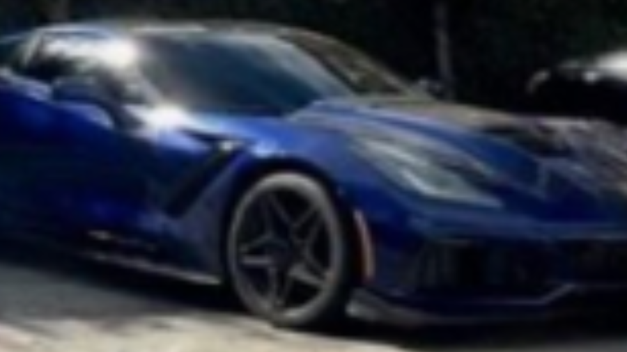 A stolen midnight blue 2019 Chevrolet Corvette ZR1 is seen in an image provided by the Los Angeles County Sheriff's Department.