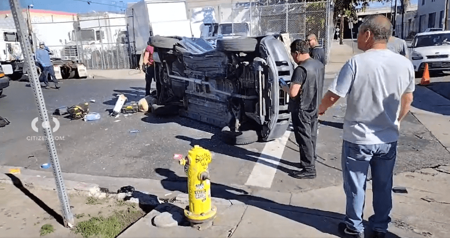 3 injured when SUV overturns in multi-vehicle collision  