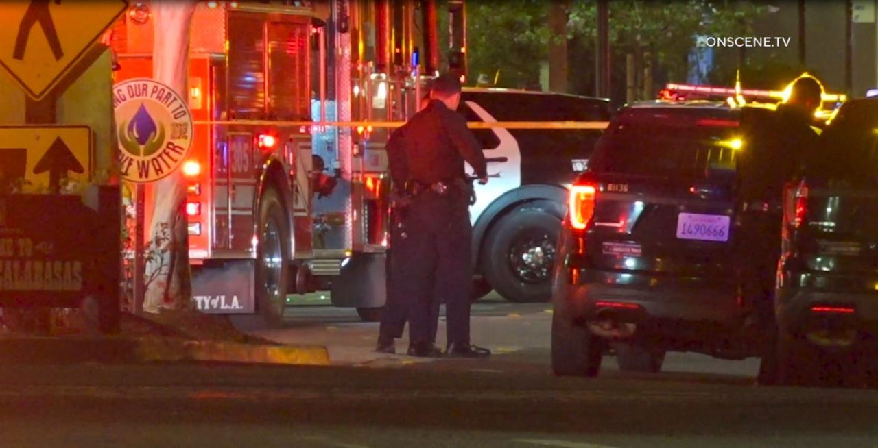 Police repsonded to an officer-involved shooting outside the Sagebrush Cantina in Calabasas on Nov. 1, 2023. (OnScene.TV)