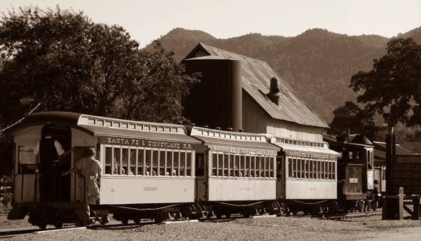 Train cars from the opening of Disneyland are shown in this undated photo at Santa Margarita Ranch in San Luis Obispo County.