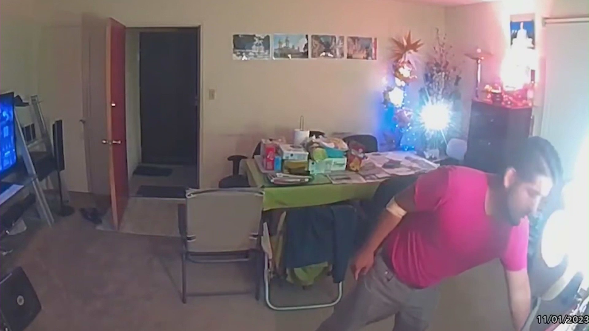 A Ring doorbell camera captured the suspect after he allegedly murdered an elderly man, Chuong Pham, inside his Garden Grove apartment on Nov. 1, 2023. (Pham Family)