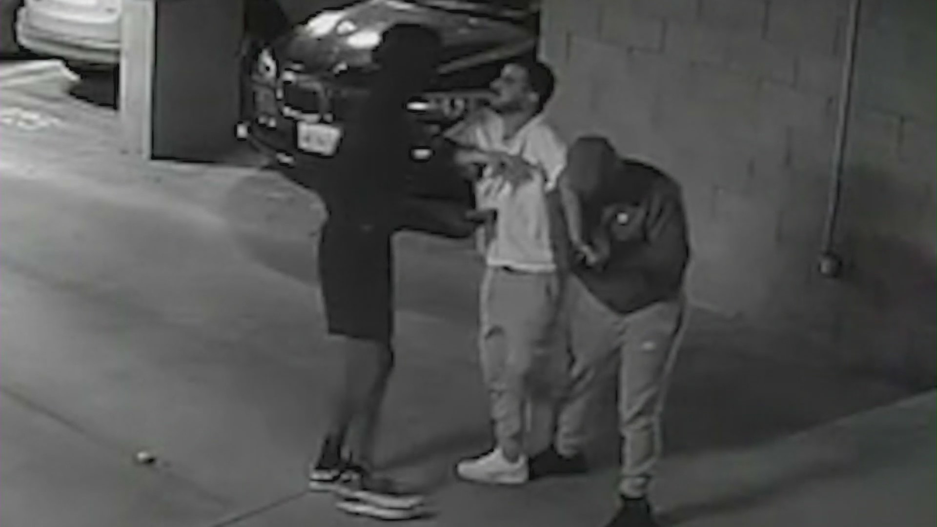 Surveillance video on Oct. 10, 2023 captured two suspects wanted for a series of violent follow-home robberies across North Hollywood. (Los Angeles Police Department)