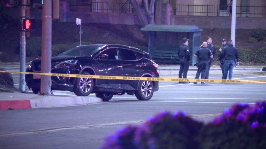 One of the vehicles believed involved in a fatal crash in West Covina on Nov. 23, 2023. (KTLA)