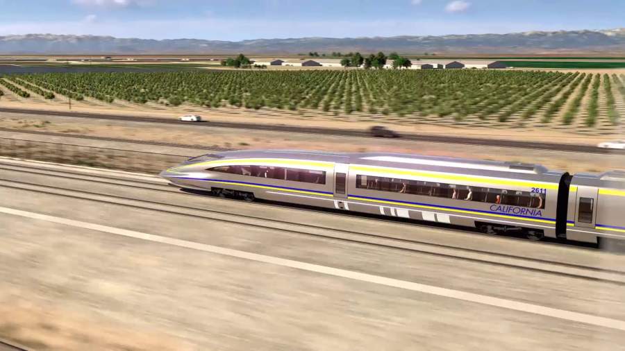 Rendering of a high-speed train in the Central Valley. (California High-Speed Rail Authority)