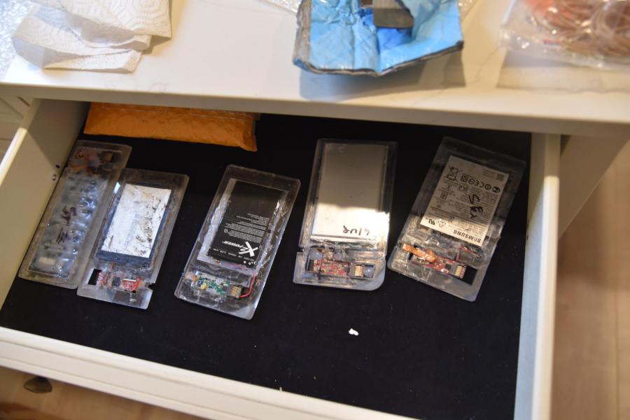 ATM skimming devices seized after authorities arrested nearly 50 people in connection with a Romanian crime group targeting thousands of victims in Southern California. (Federal Bureau of Investigation)