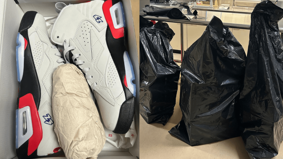 Four suspects were arrested after allegedly stealing over $3,000 worth of shoes from a WSS shoe store on Dec. 2, 2023. (Corona Police Four suspects were arrested after stealing over $3,000 worth of shoes from a WSS shoe store on Dec. 2, 2023. (Corona Police Department))