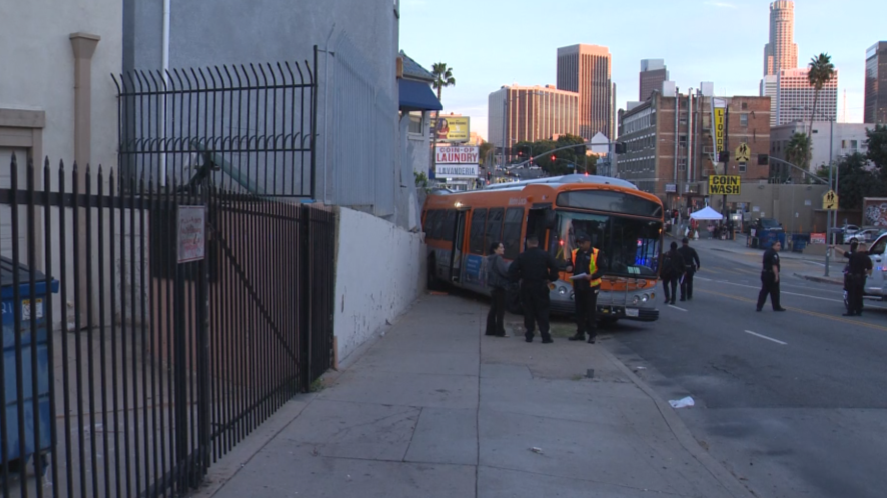 Bus crashes into wall