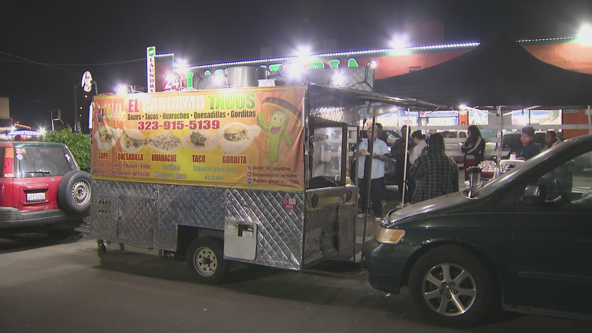 The Tacos El Caguamo stand in South Los Angeles. (KTLA)