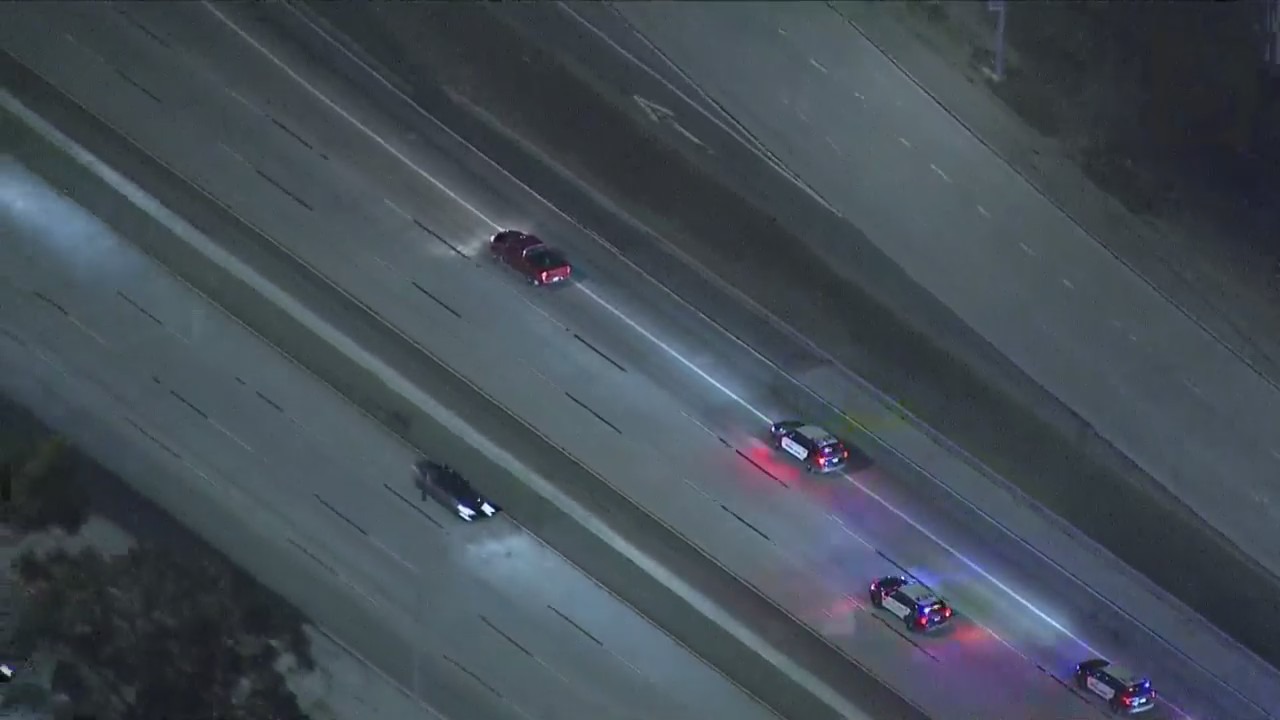 A carjacking suspect was arrested after a pursuit spanning multiple counties and freeways across Southern California on Dec. 7, 2023. (KTLA)