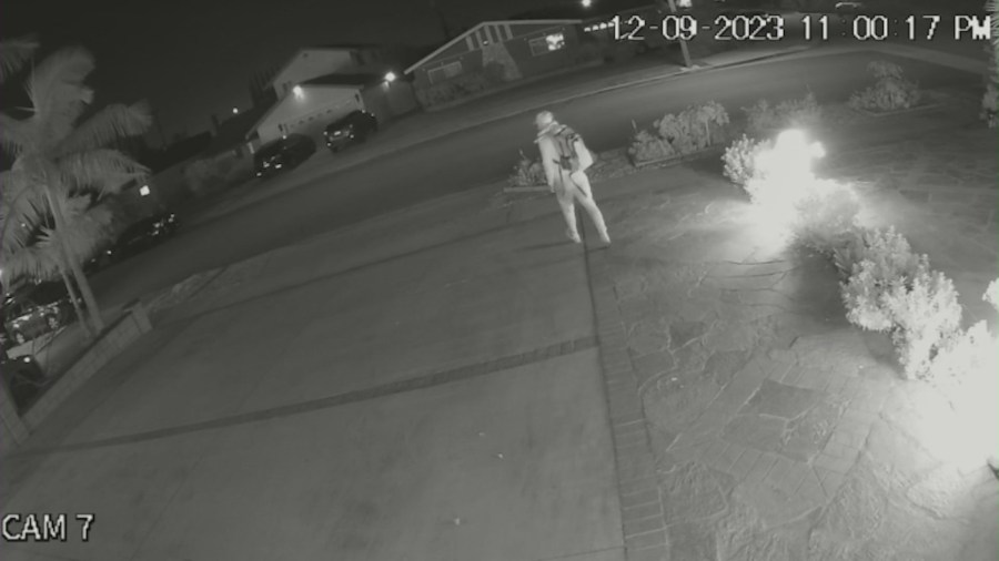 Security video captures the moment a burglar broke into a home and stole thousands of dollars worth of cash and jewelry in Westminster on Dec. 9, 2023. (Le Family)
