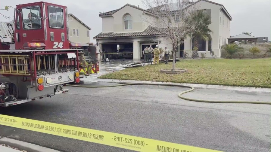 Authorities responded to a garage fire in Lancaster where a woman's body was found on Dec. 20, 2023. (KNN)
