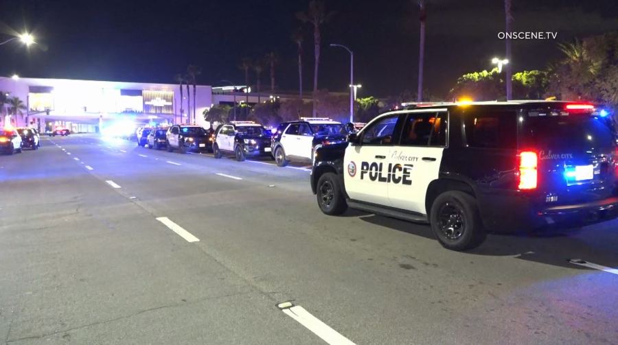 A disturbance involving a large crowd of juveniles shut down streets around the Del Amo Fashion Center in Torrance on Dec. 30, 2023. (OnScene.TV)