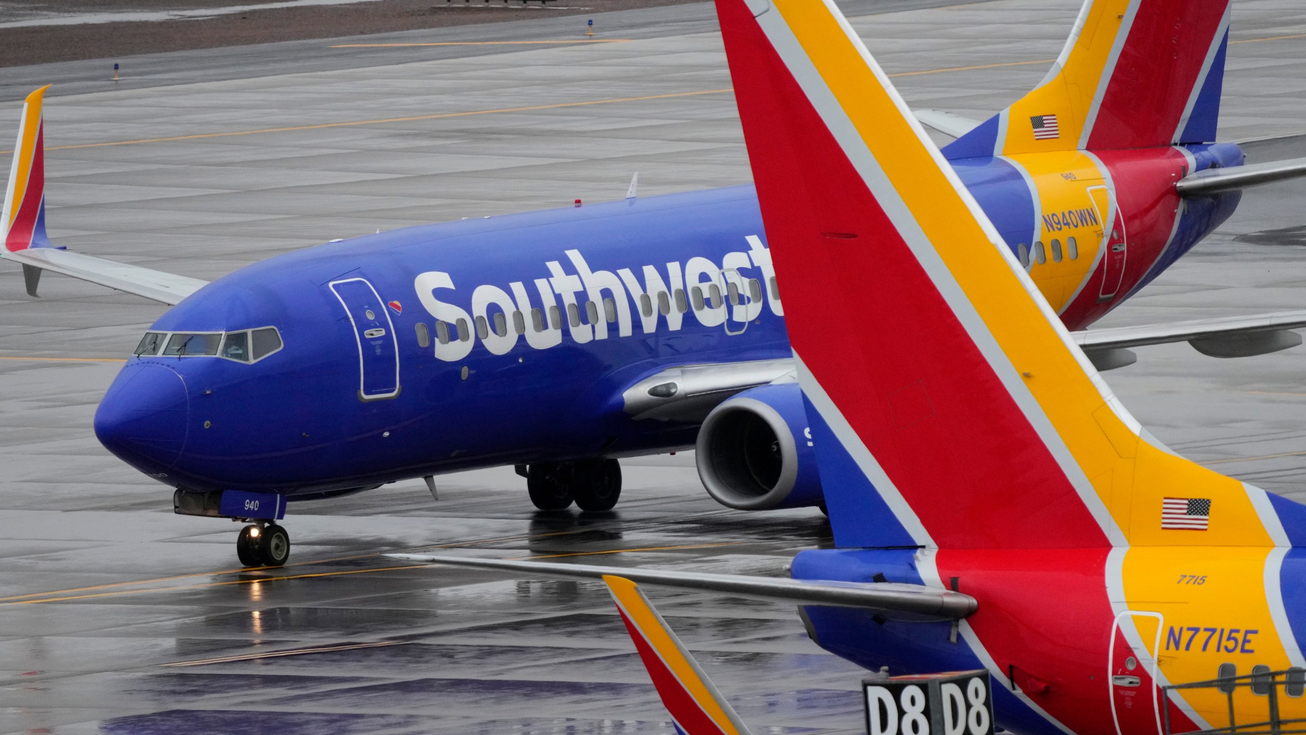 A Southwest Airlines jet arrives at Sky Harbor International Airport in Phoenix on Dec. 28, 2022.